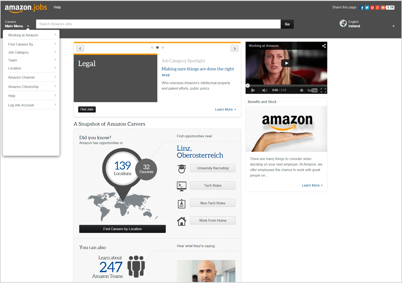 A screenshot of Amazon jobs
