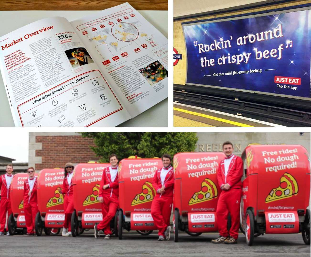 Just Eat using Aleo on books, billboards and vehicles