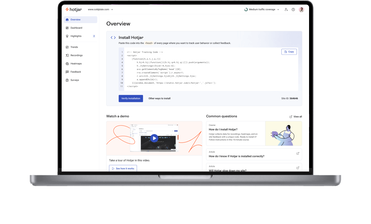 The new Hotjar 'For You' page on a laptop