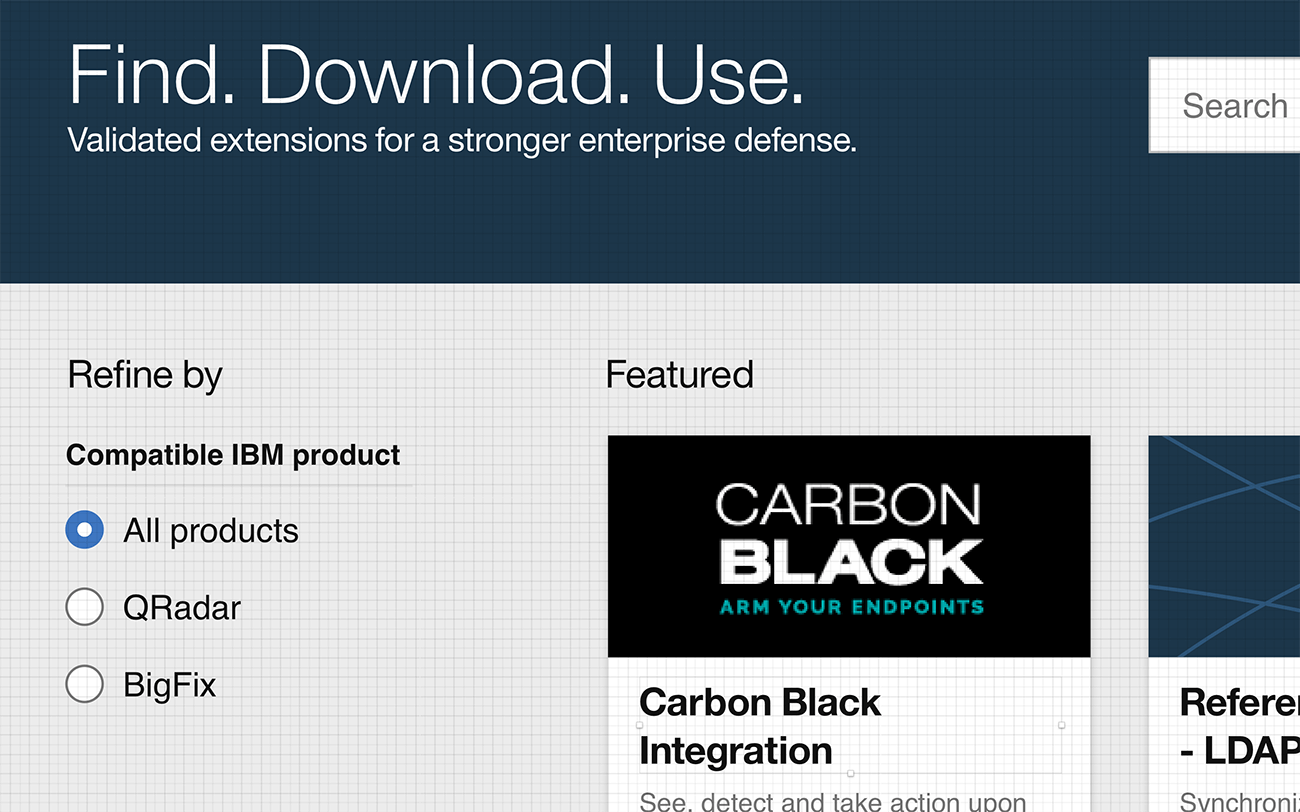 Screenshot from an IBM Security product with all elements aligning to a grid