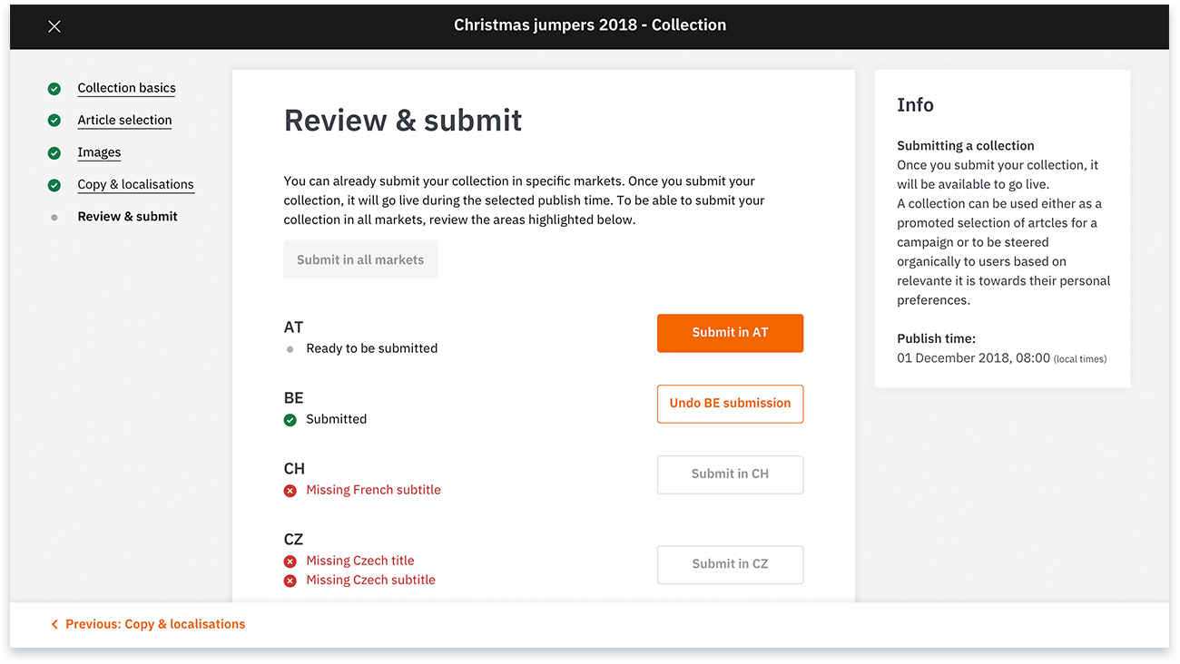 The 'review & submit' screen